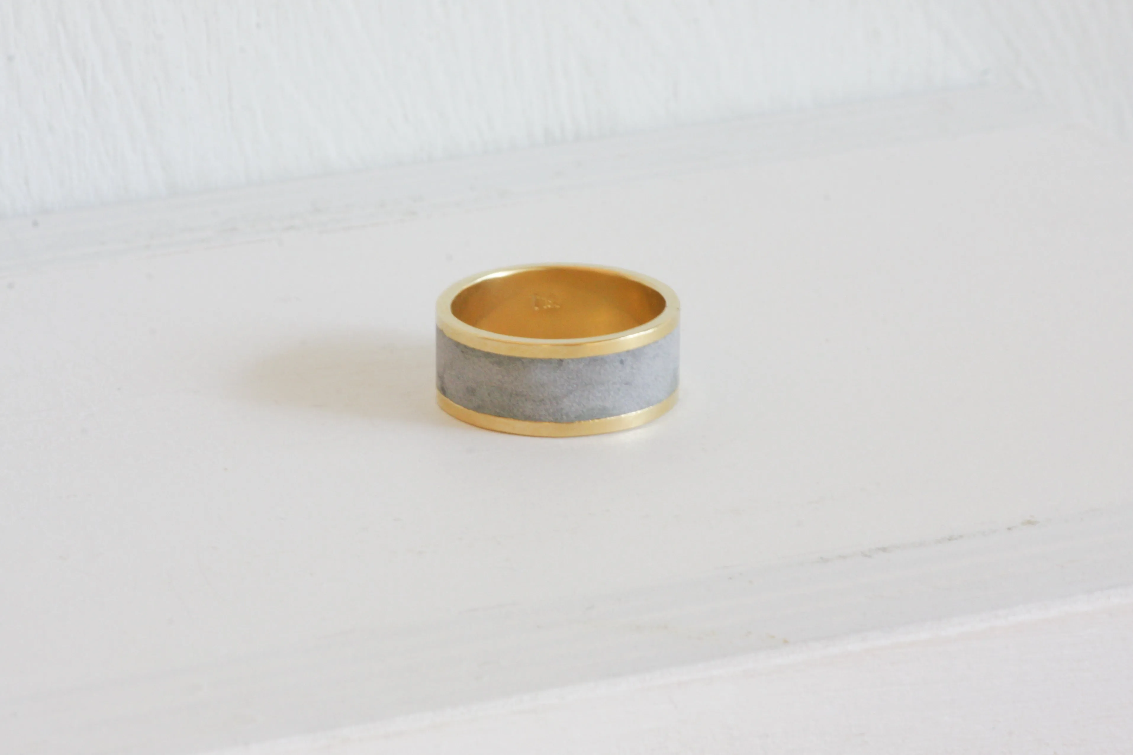 Couples Wedding Gold And Concrete Bands Set