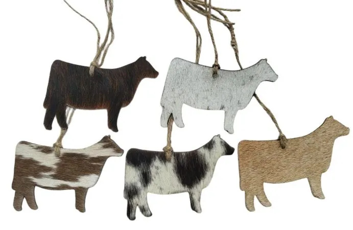 Cowhide Western Leather Christmas Ornament - Cow - Sold Individually