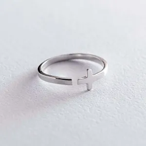 Cross Open Cuff Ring 925 Silver Minimalist Jewelry