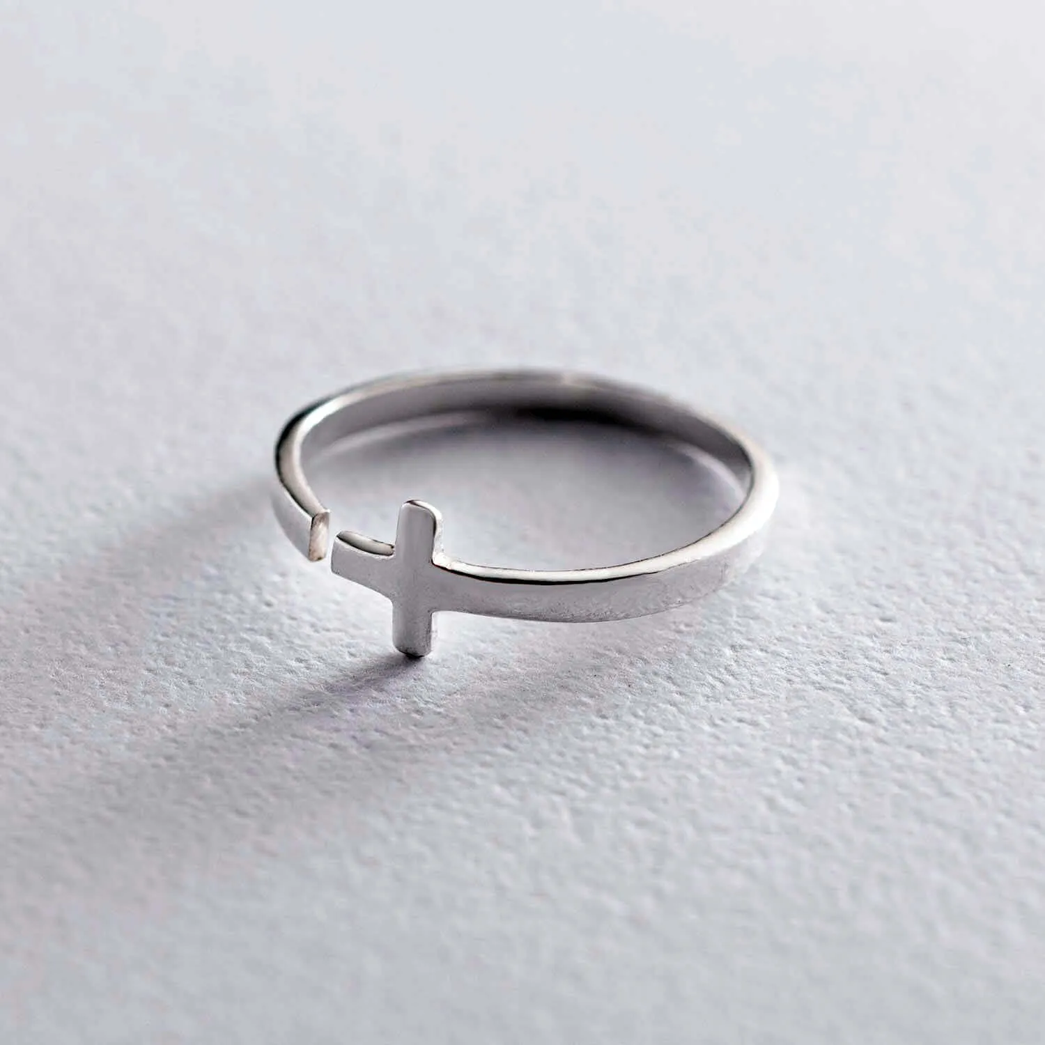 Cross Open Cuff Ring 925 Silver Minimalist Jewelry