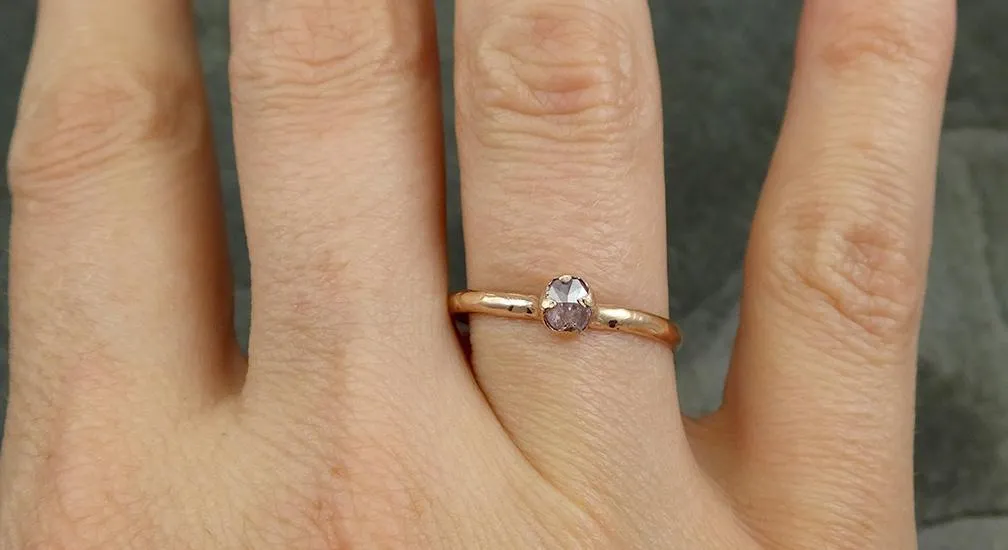 dainty fancy cut pink diamond solitaire engagement 14k rose gold wedding ring diamond ring byangeline 0681 Alternative Engagement
