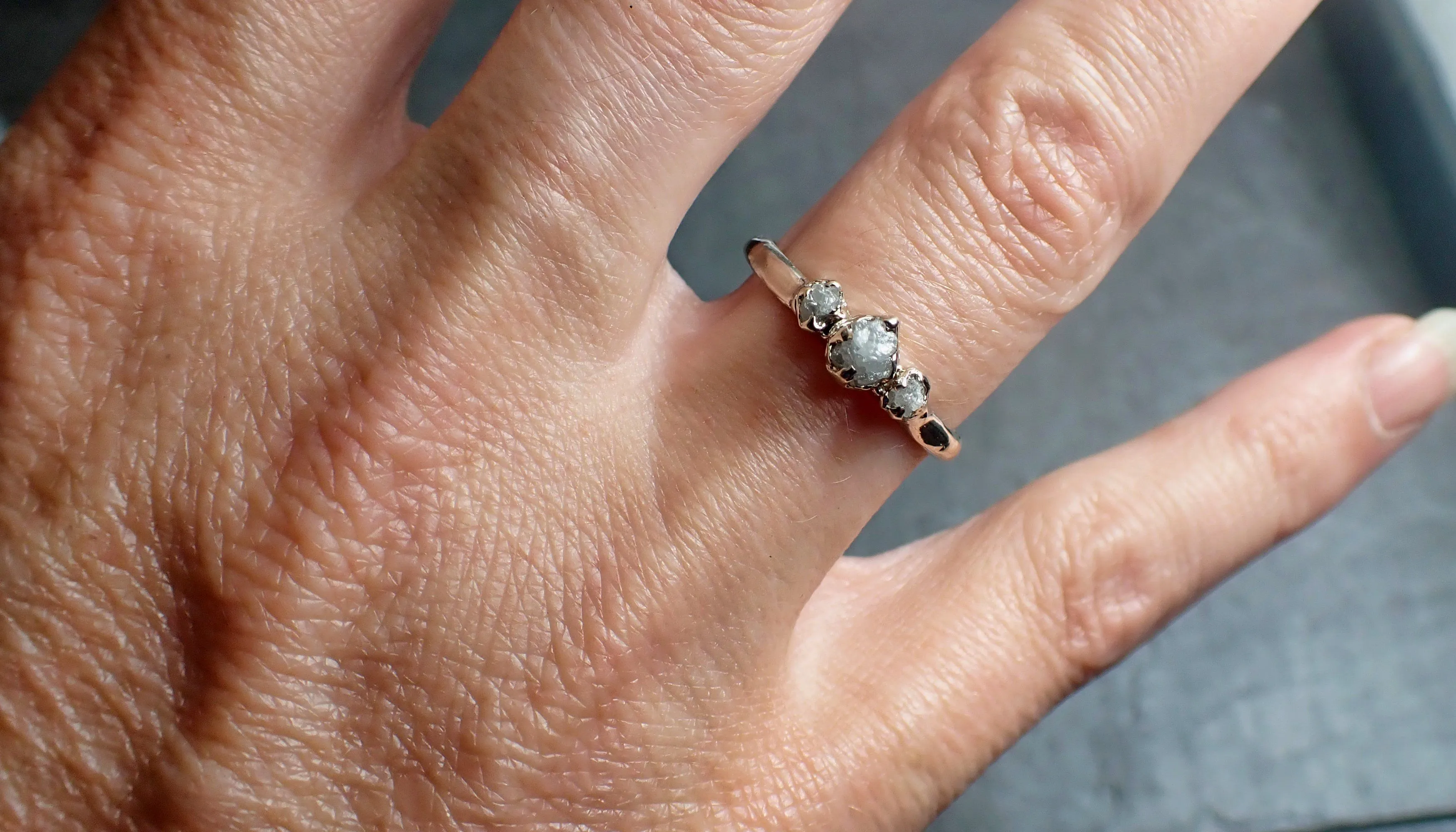 dainty raw rough diamond engagement stacking ring wedding anniversary white gold 14k rustic byangeline 2298 Alternative Engagement