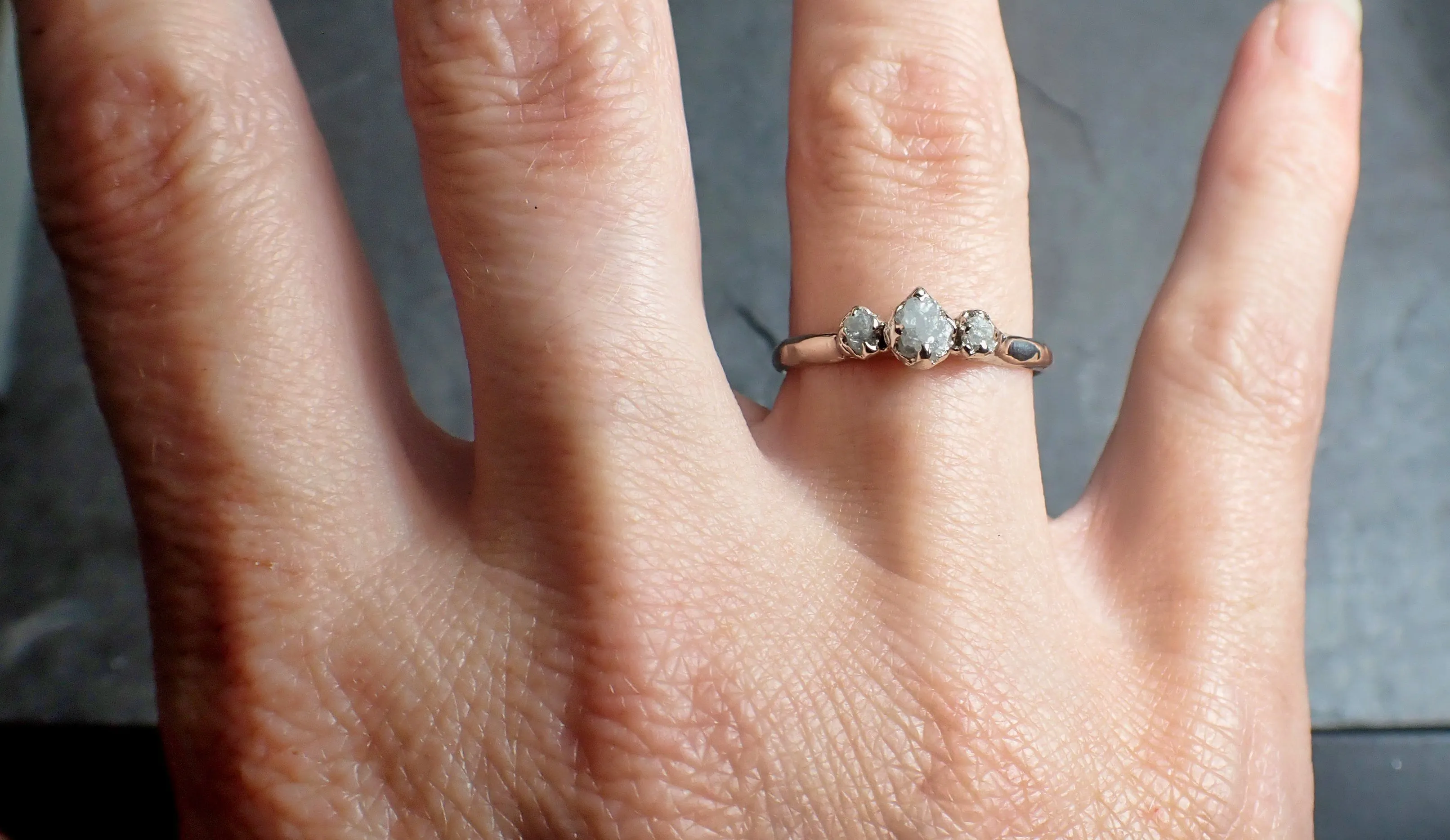 dainty raw rough diamond engagement stacking ring wedding anniversary white gold 14k rustic byangeline 2298 Alternative Engagement