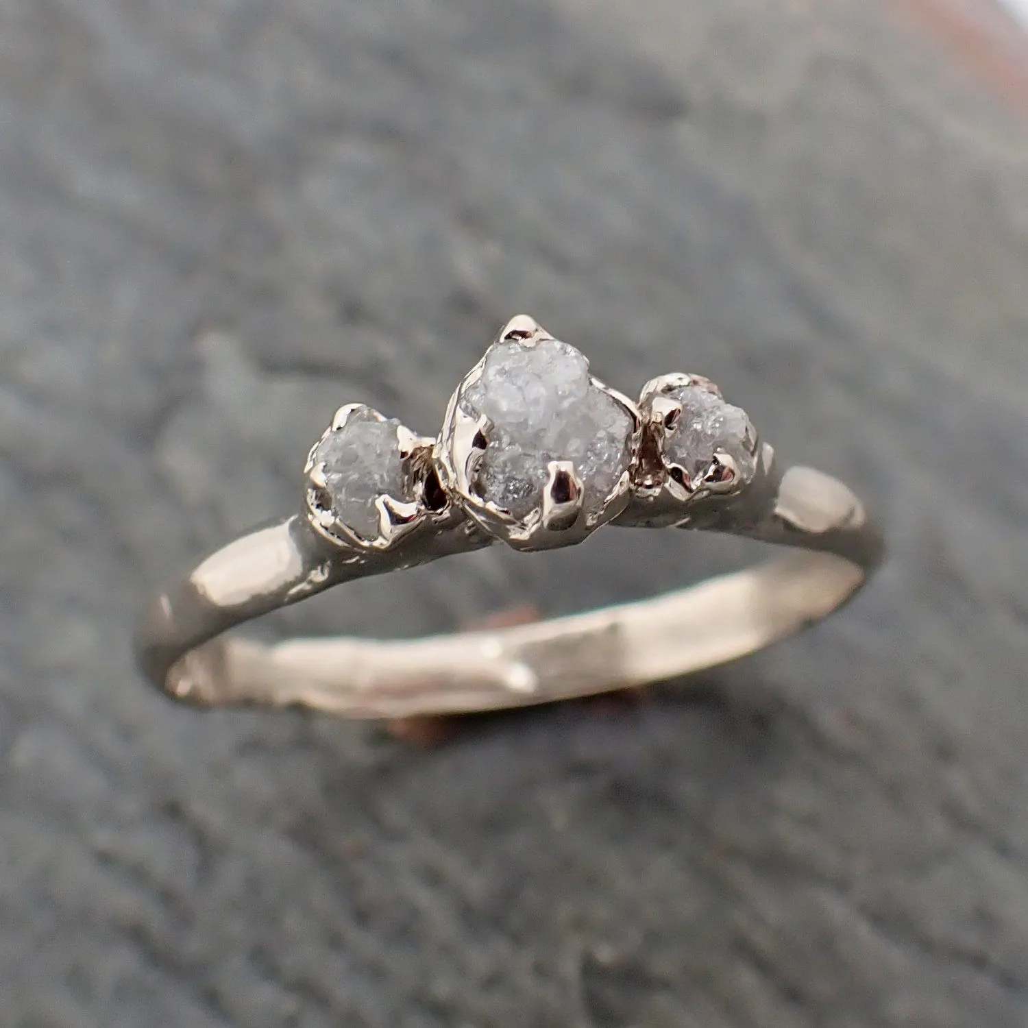 dainty raw rough diamond engagement stacking ring wedding anniversary white gold 14k rustic byangeline 2298 Alternative Engagement