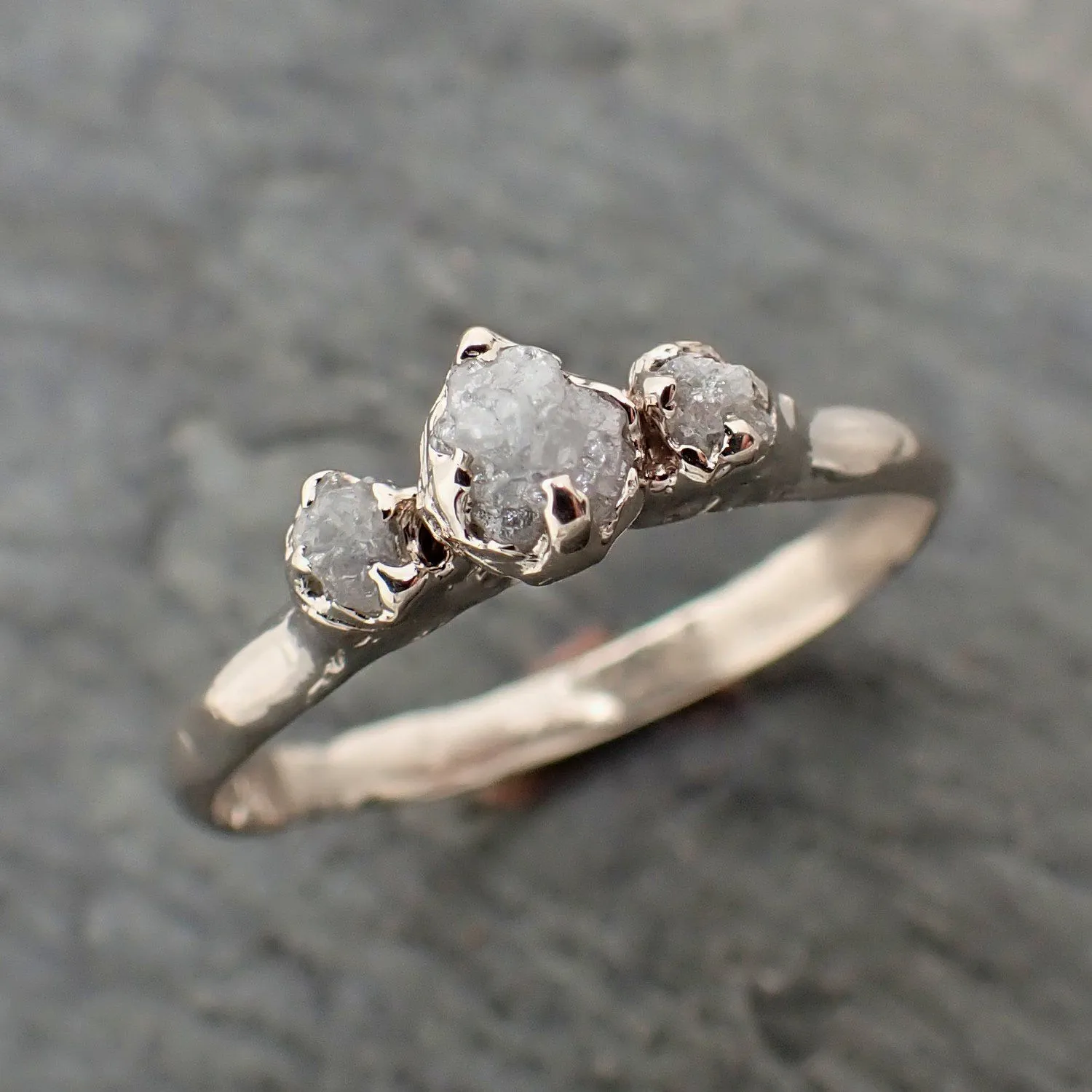 dainty raw rough diamond engagement stacking ring wedding anniversary white gold 14k rustic byangeline 2298 Alternative Engagement