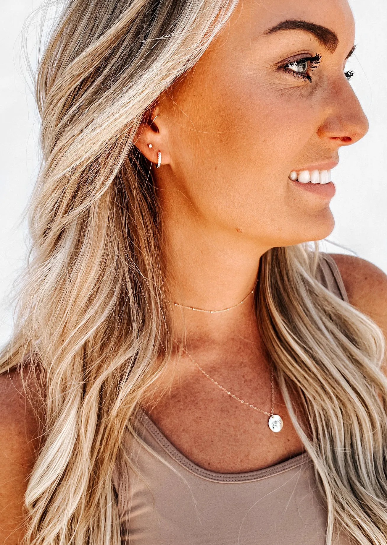 Dainty Studded Huggie Hoop Earrings