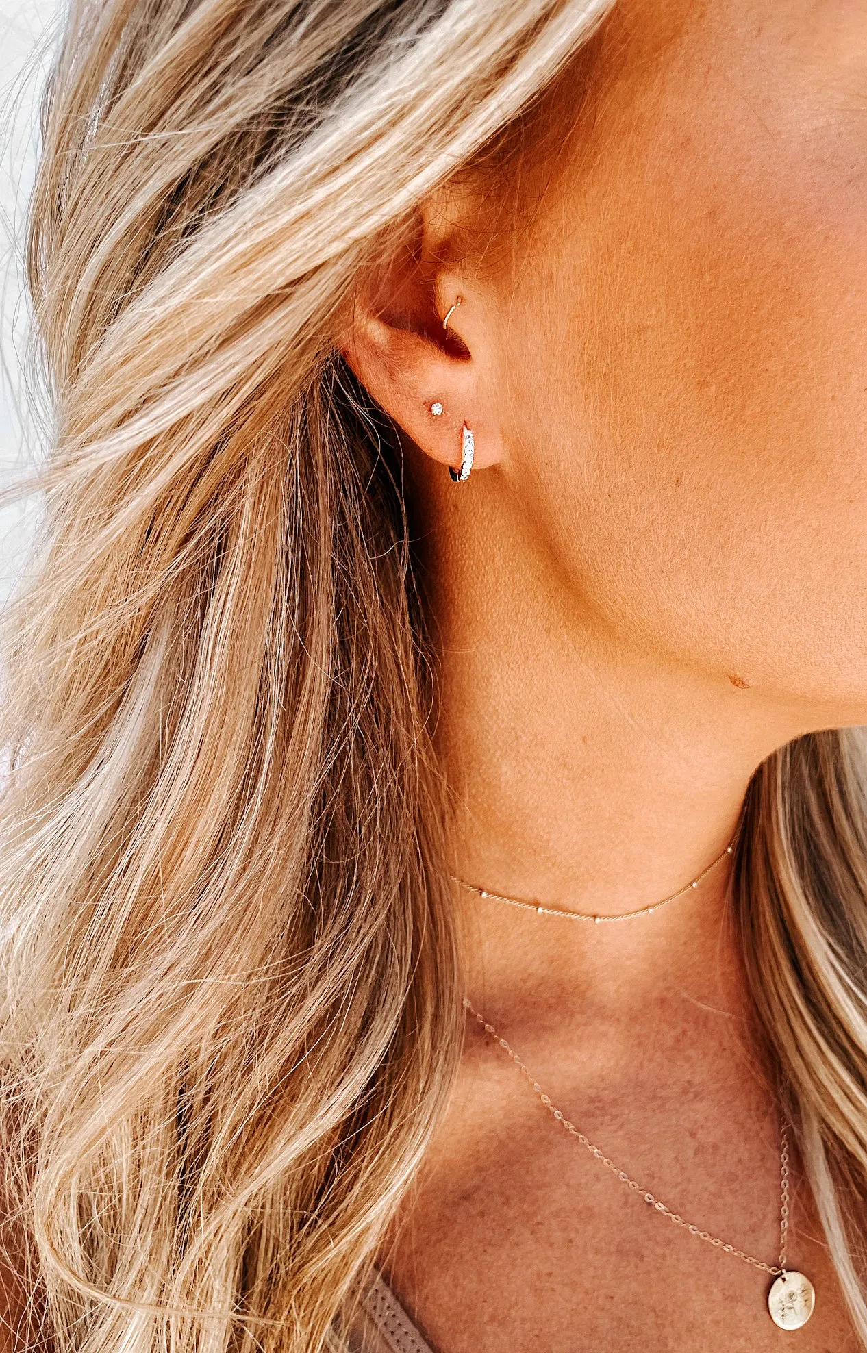 Dainty Studded Huggie Hoop Earrings