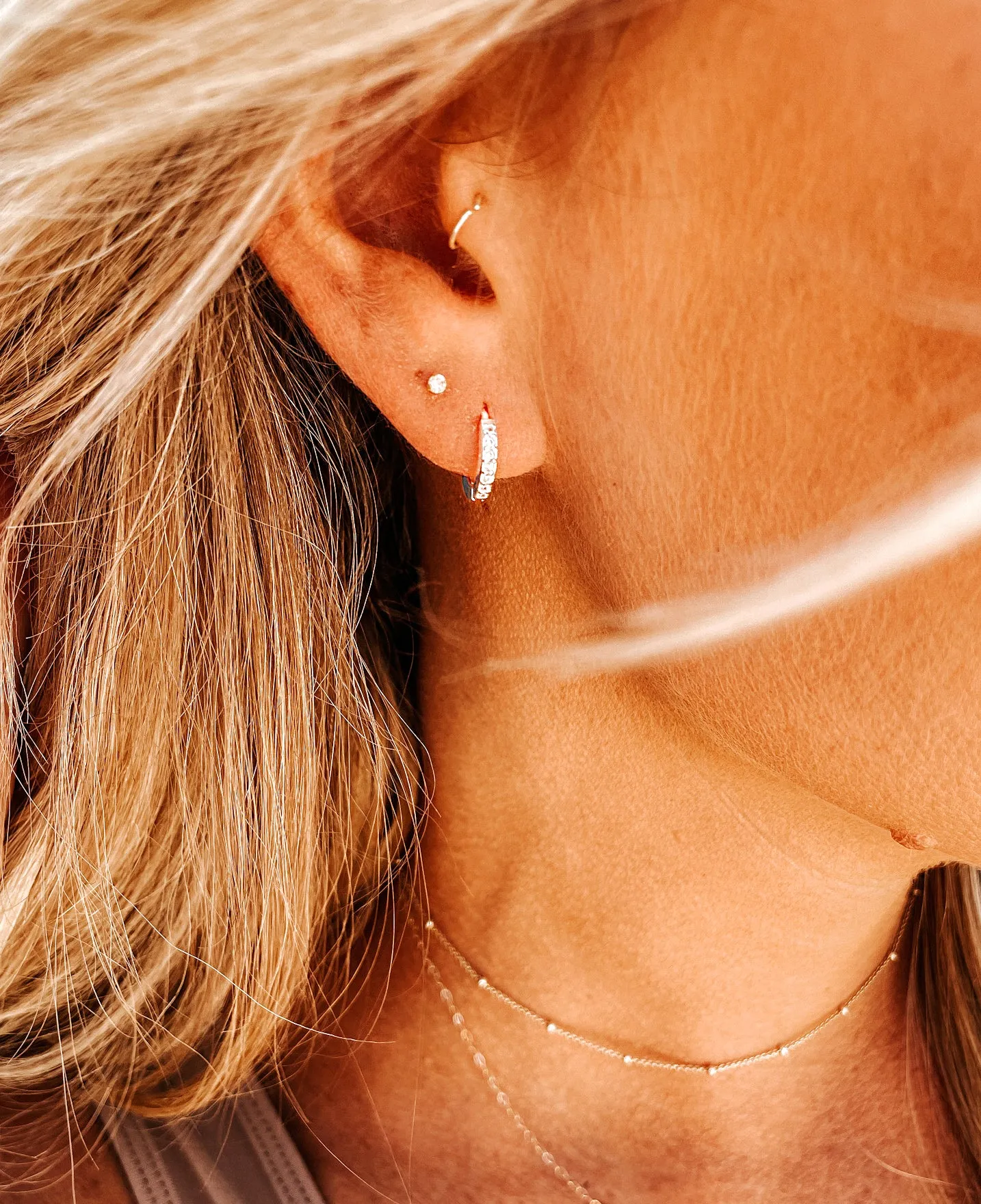 Dainty Studded Huggie Hoop Earrings