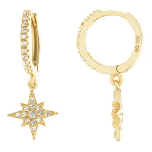 Dangling CZ North Star Huggies - Gold or Silver