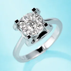 Diamond Cluster Four Prongs Bull Head Setting Ring