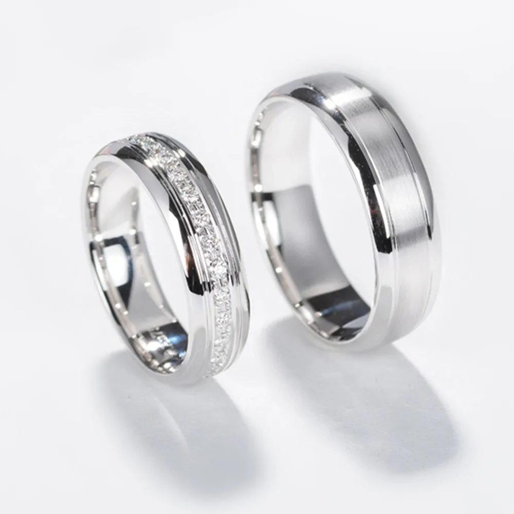 Diamond Matching Couple Wedding Rings