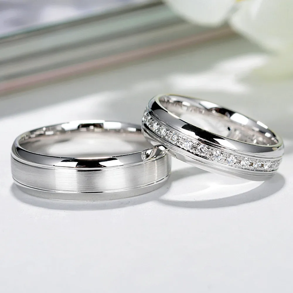 Diamond Matching Couple Wedding Rings