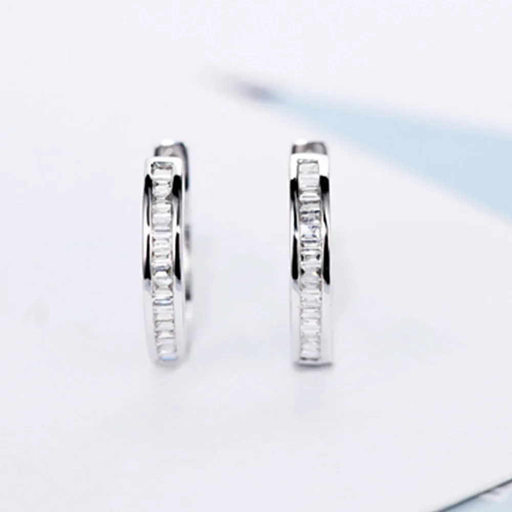 Diamond Minimalist Circle Huggie Hoop Earrings
