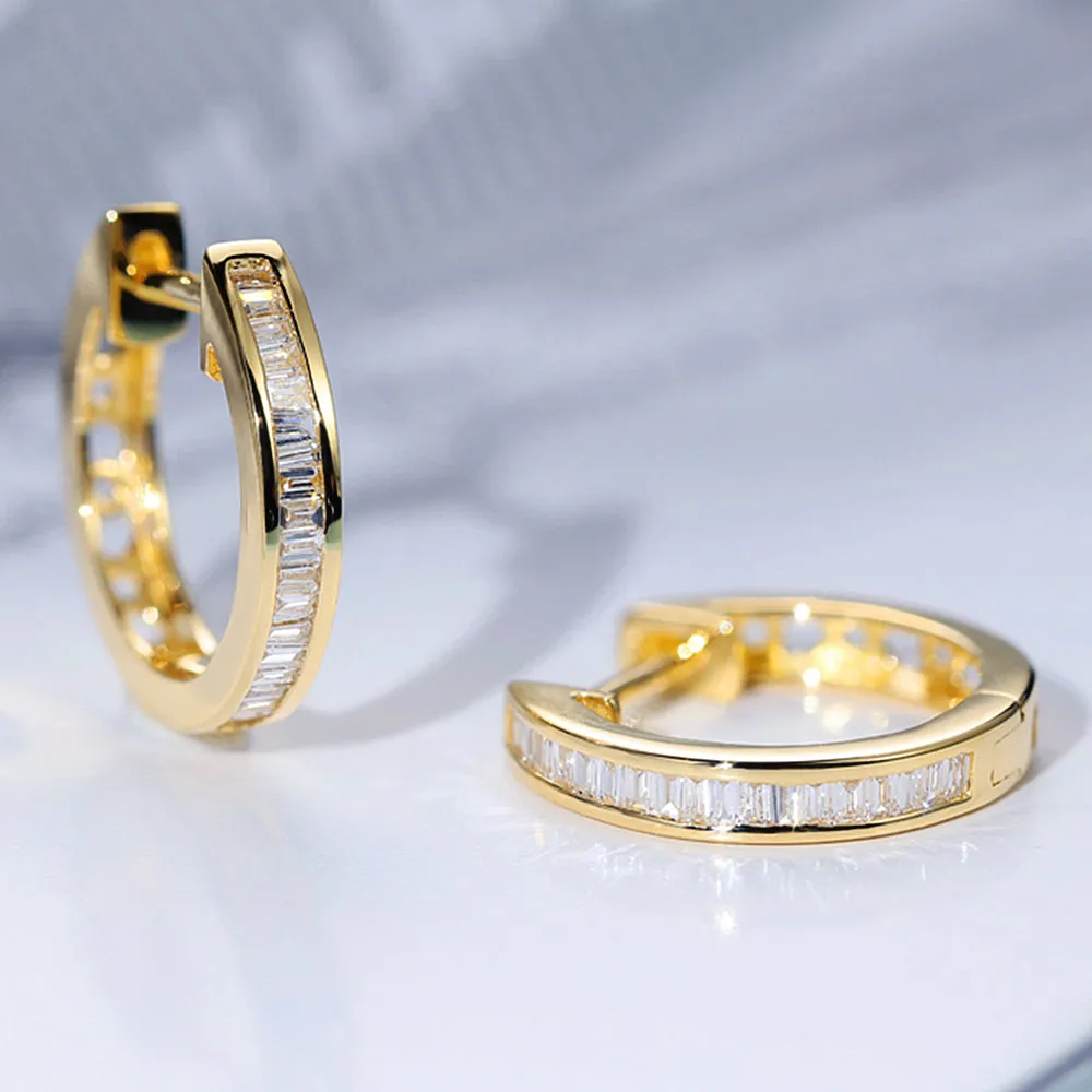 Diamond Minimalist Circle Huggie Hoop Earrings
