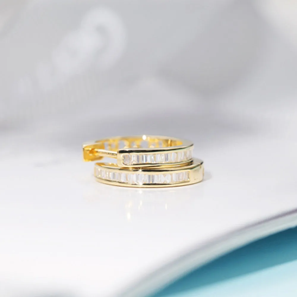 Diamond Minimalist Circle Huggie Hoop Earrings