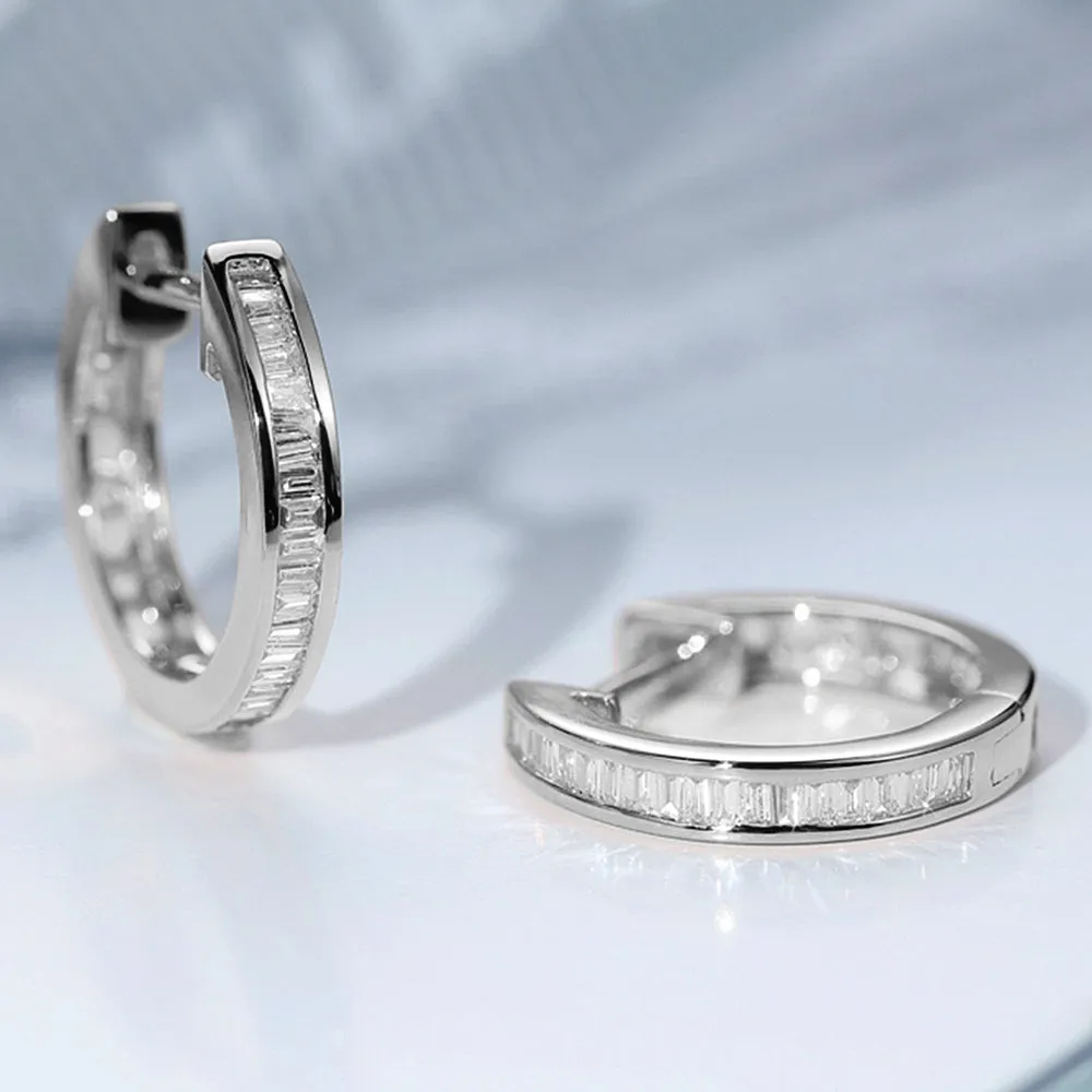 Diamond Minimalist Circle Huggie Hoop Earrings
