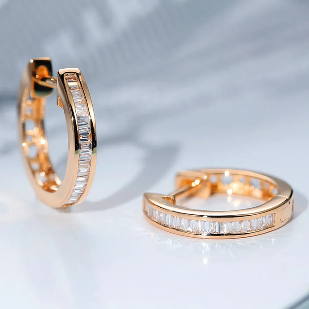 Diamond Minimalist Circle Huggie Hoop Earrings