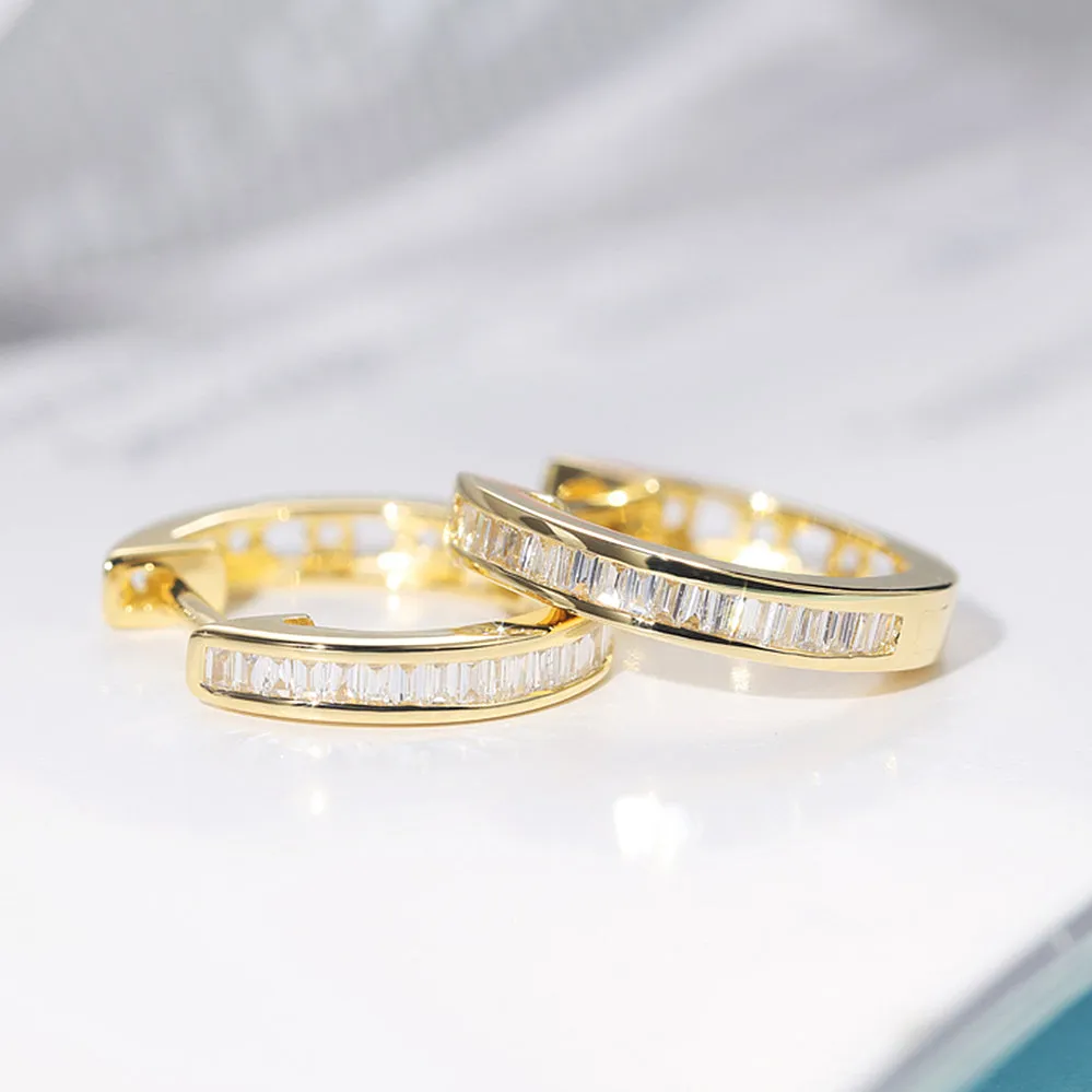 Diamond Minimalist Circle Huggie Hoop Earrings