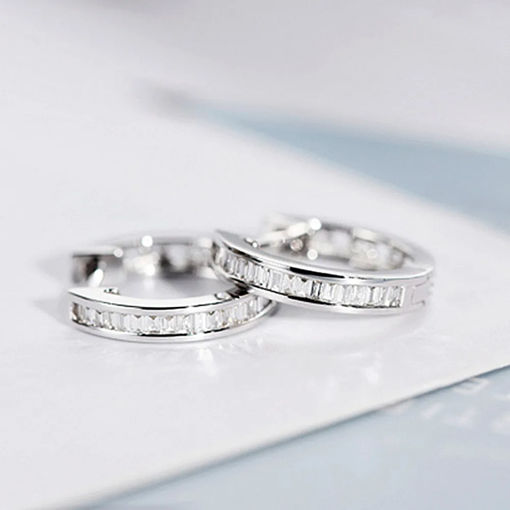 Diamond Minimalist Circle Huggie Hoop Earrings