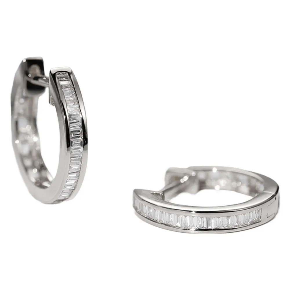 Diamond Minimalist Circle Huggie Hoop Earrings