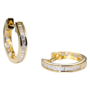 Diamond Minimalist Circle Huggie Hoop Earrings