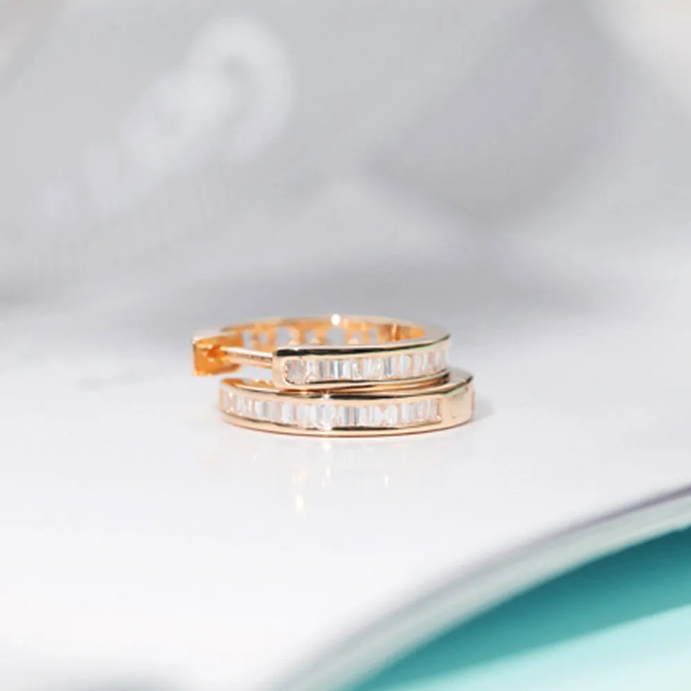 Diamond Minimalist Circle Huggie Hoop Earrings