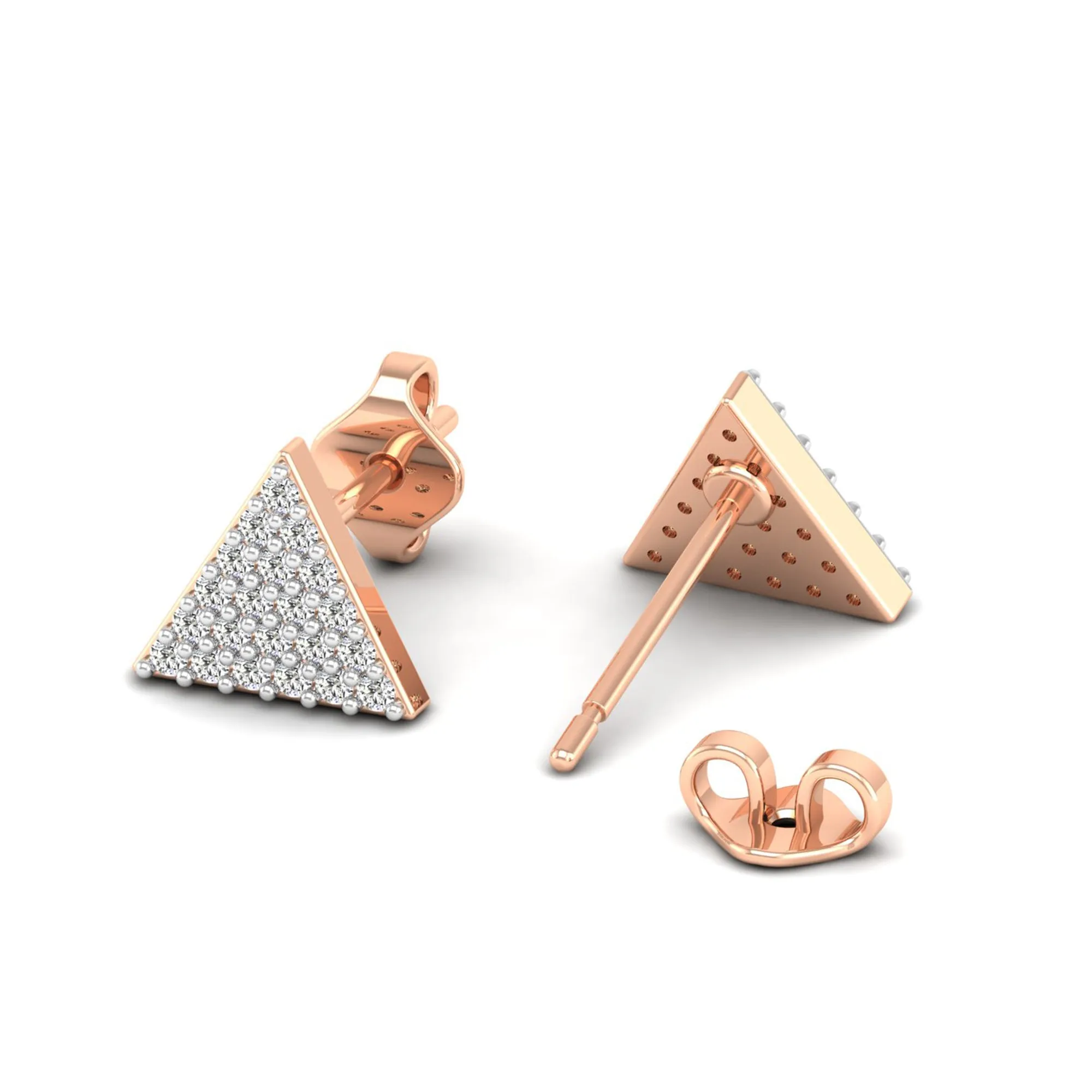 Diamond Pavé Triangle Stud Earrings