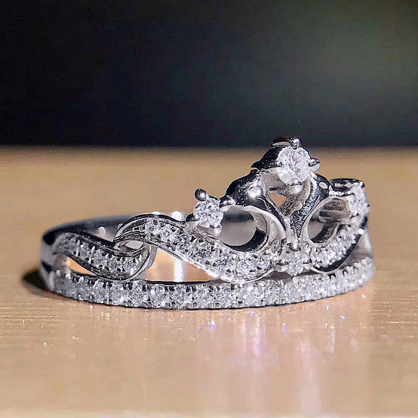 Diamond Pave Tiara Shape Ring
