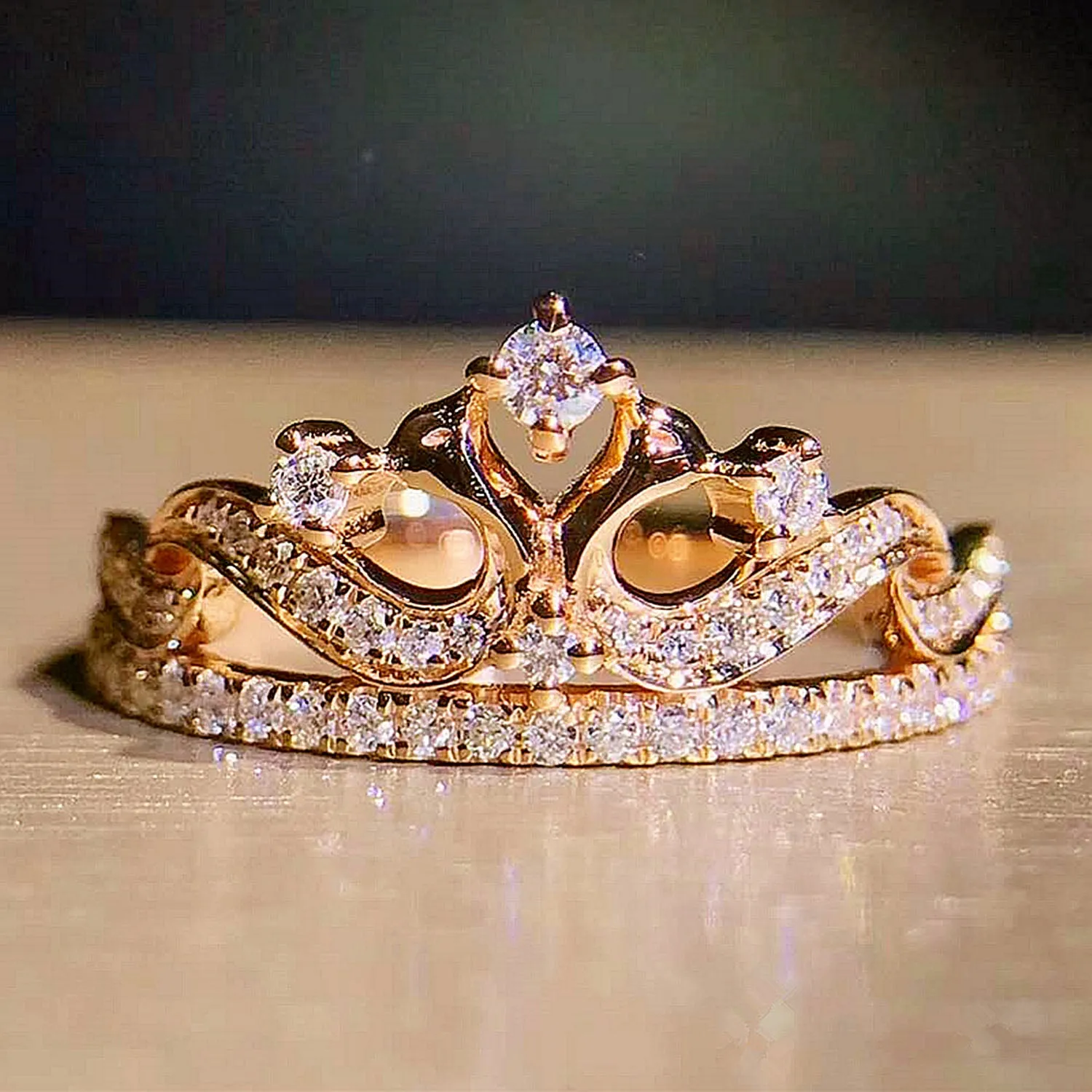 Diamond Pave Tiara Shape Ring