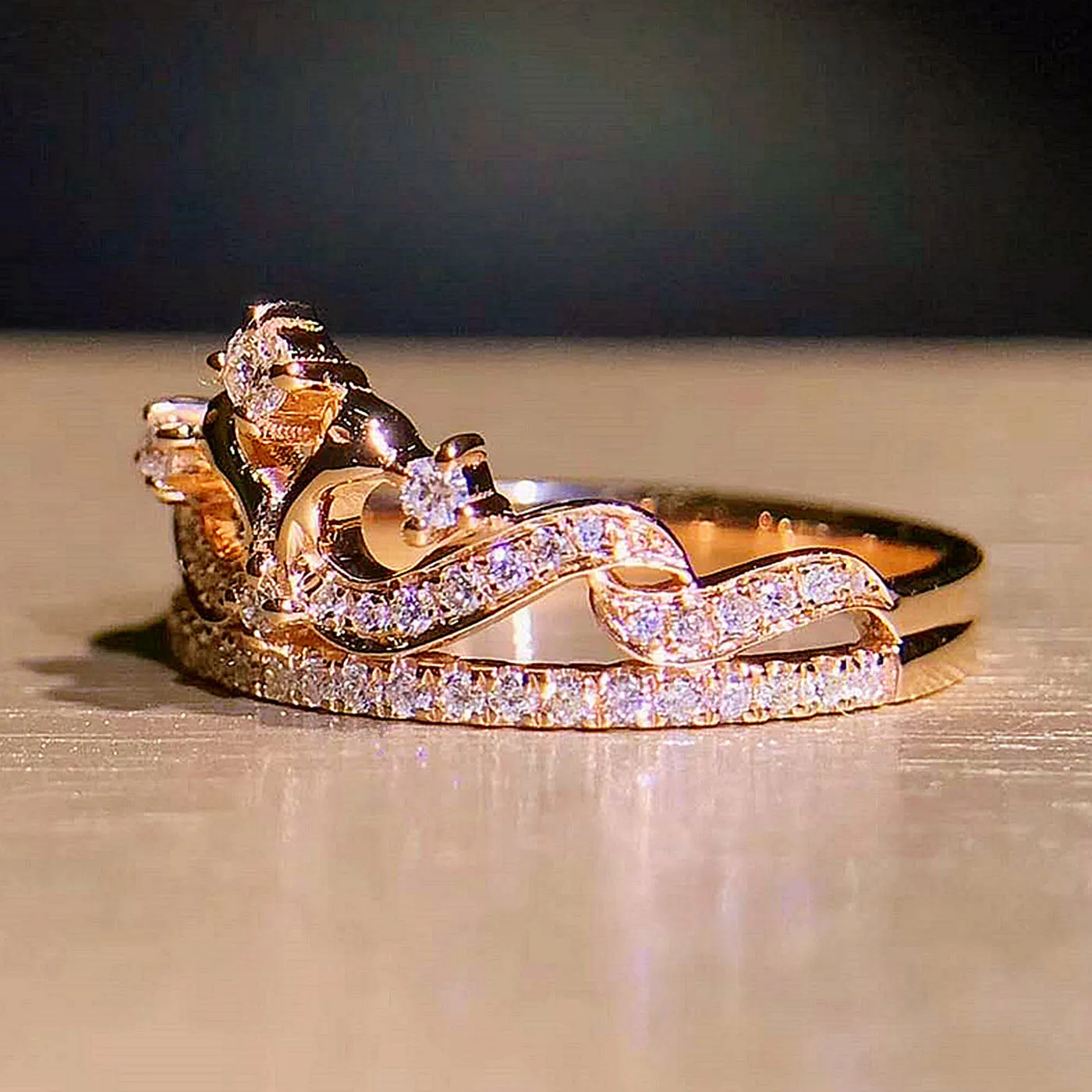 Diamond Pave Tiara Shape Ring