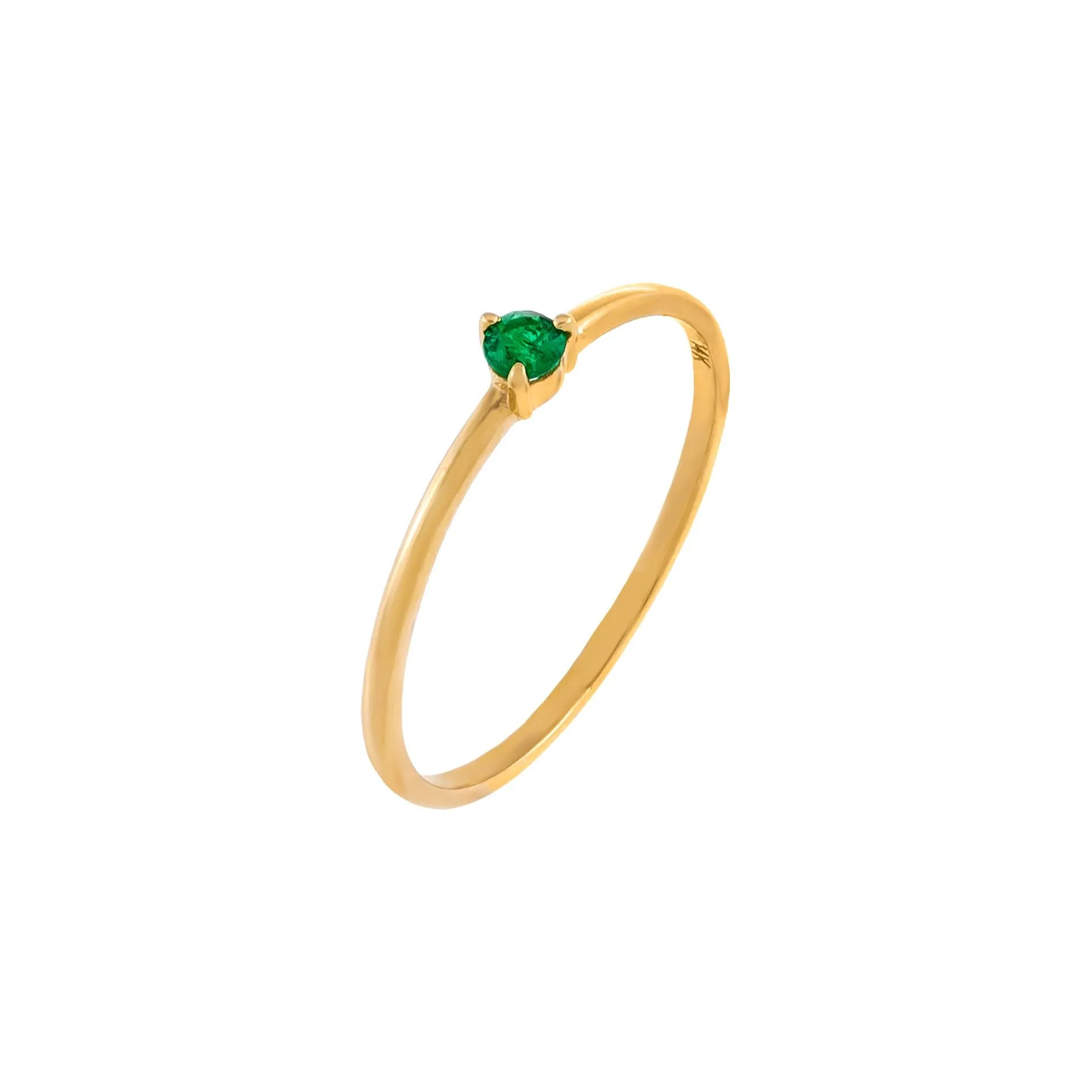 Diamond Tiny Colored Stone Ring 14K