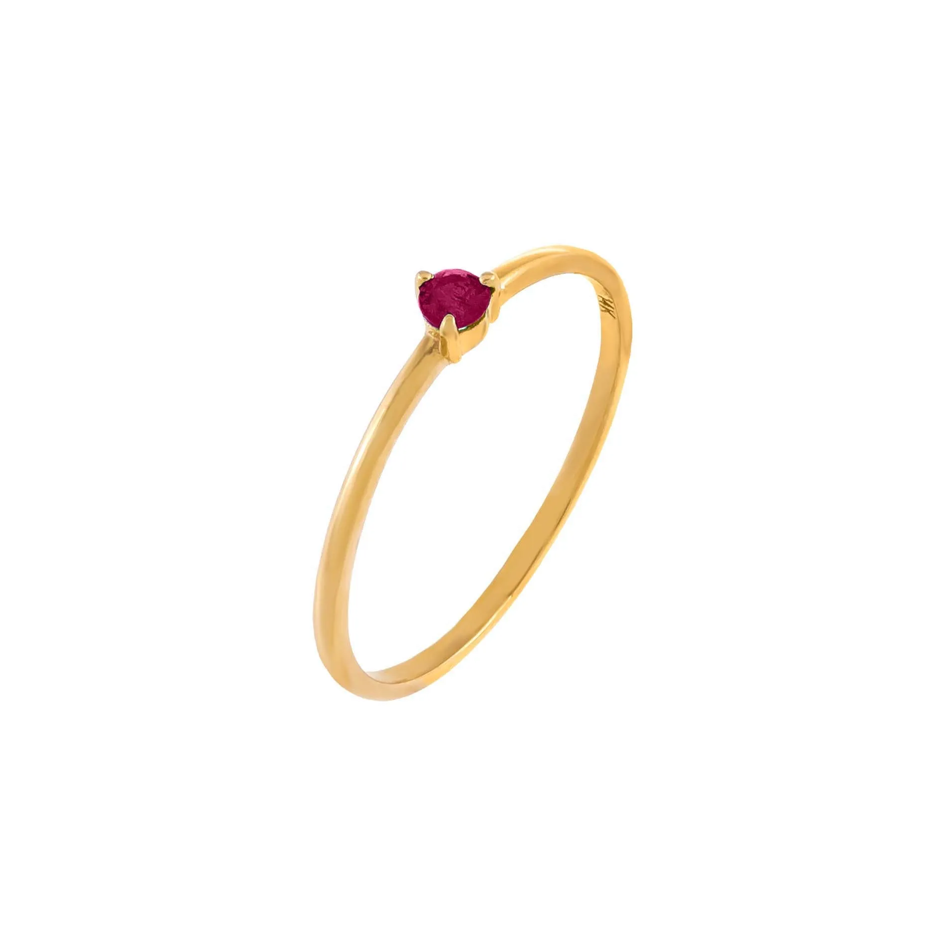 Diamond Tiny Colored Stone Ring 14K