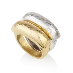 Duet - set of two rustic hammered rings