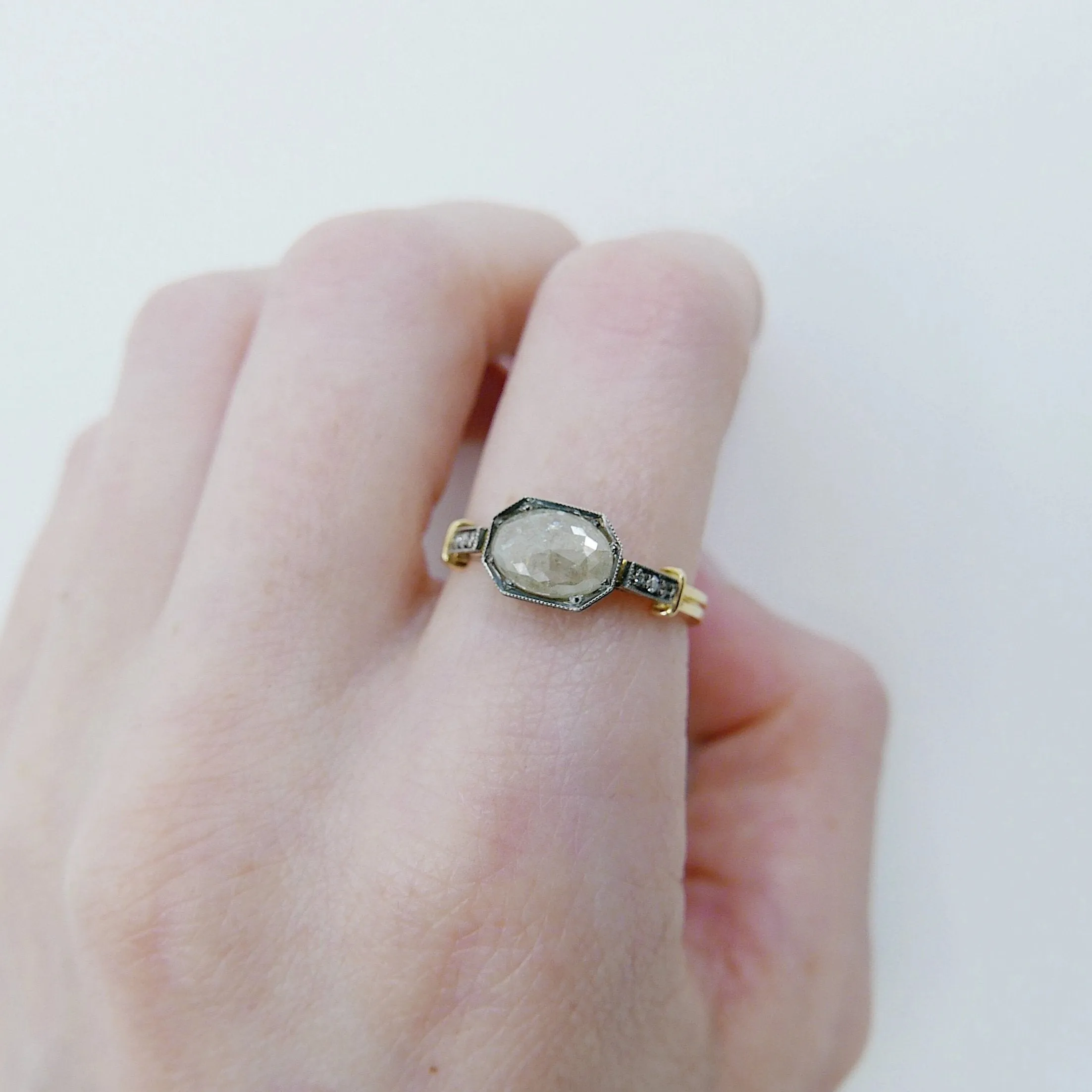 Edith Rose Cut Grey Diamond Ring