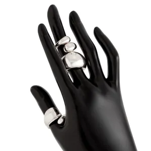 Elegant 3pcs Gold Silver Tone Glossy Waterdrop Ring Set