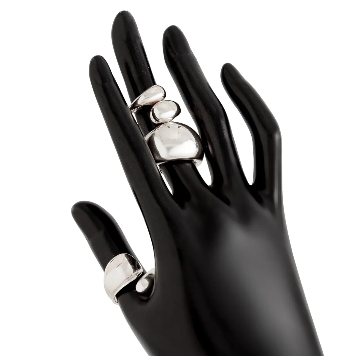 Elegant 3pcs Gold Silver Tone Glossy Waterdrop Ring Set