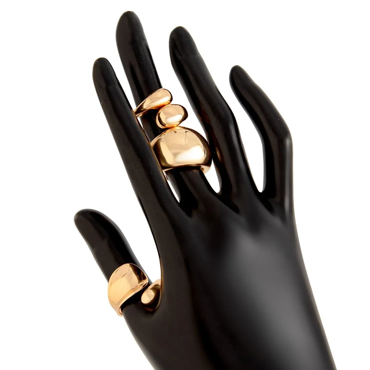 Elegant 3pcs Gold Silver Tone Glossy Waterdrop Ring Set
