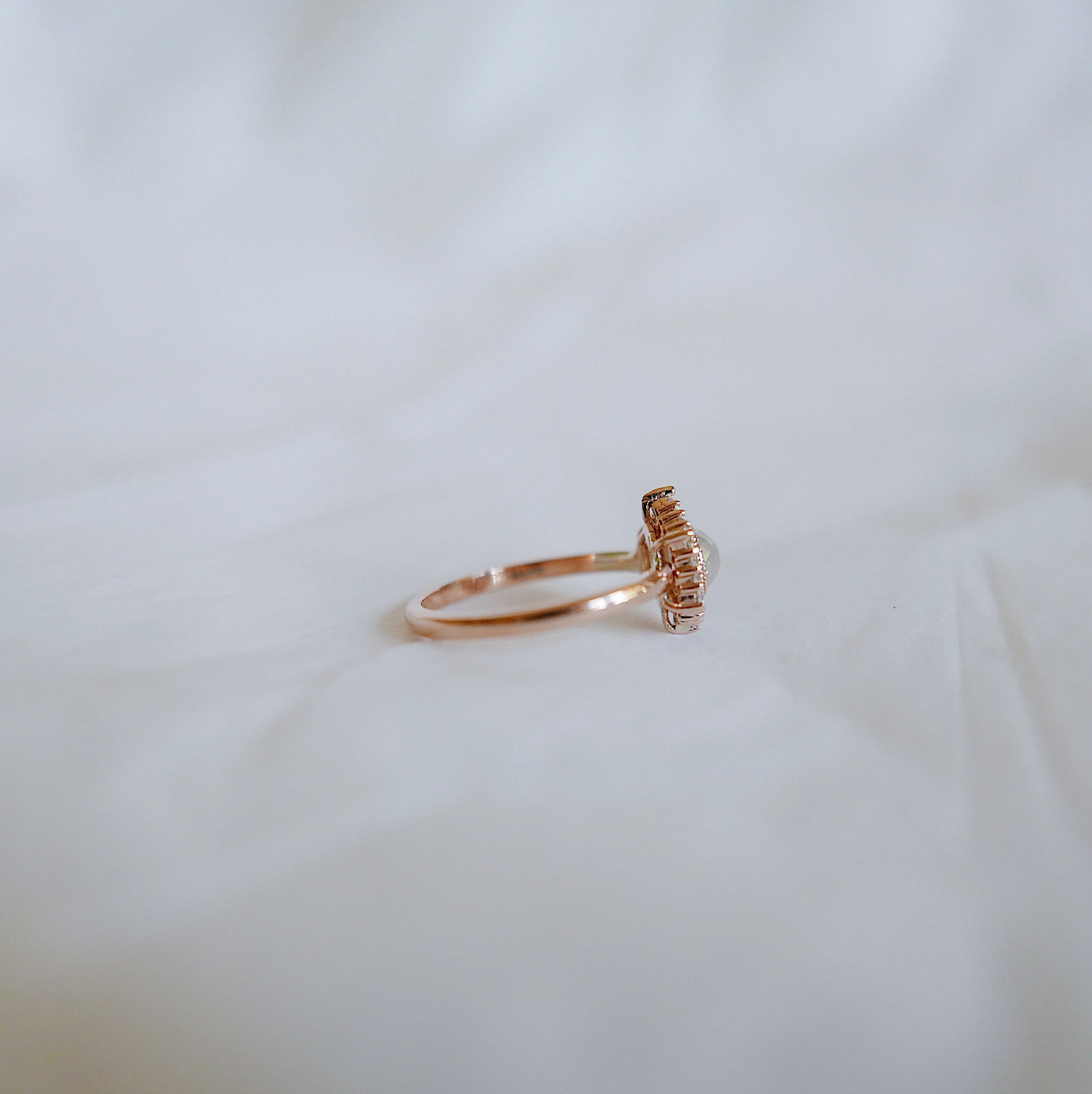 Elise Rustic Hexagon Halo Ring
