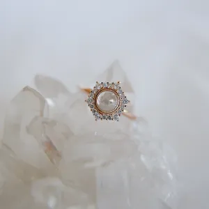 Elise Rustic Hexagon Halo Ring
