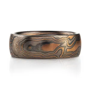 Embers Palette Mokume Gane Ring in Woodgrain Pattern