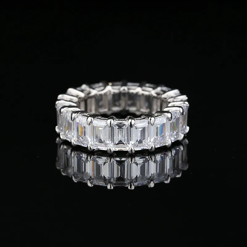 Emerald Cut Created Diamond Full Eternity Ring