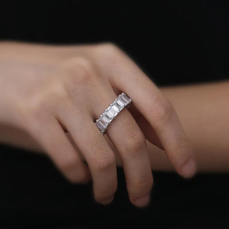 Emerald Cut Created Diamond Full Eternity Ring