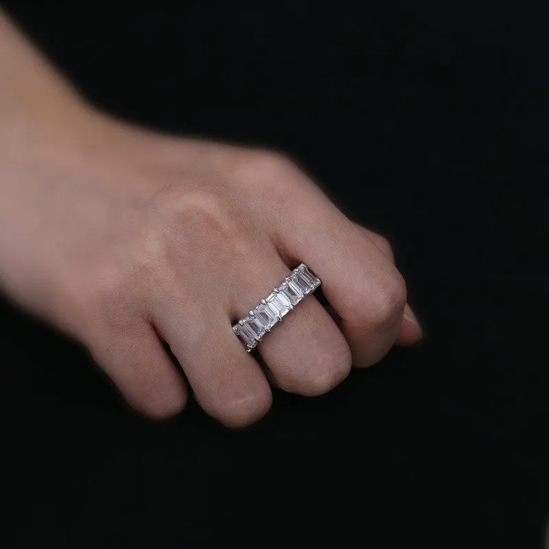 Emerald Cut Created Diamond Full Eternity Ring