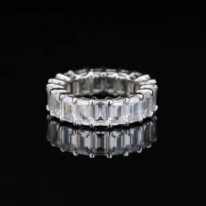Emerald Cut Created Diamond Full Eternity Ring