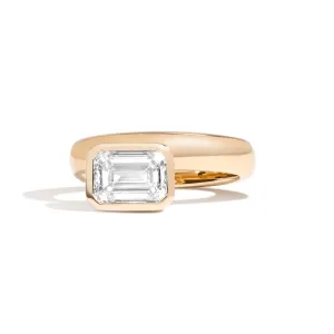 Emerald Wide Side Set Rivet Engagement Ring
