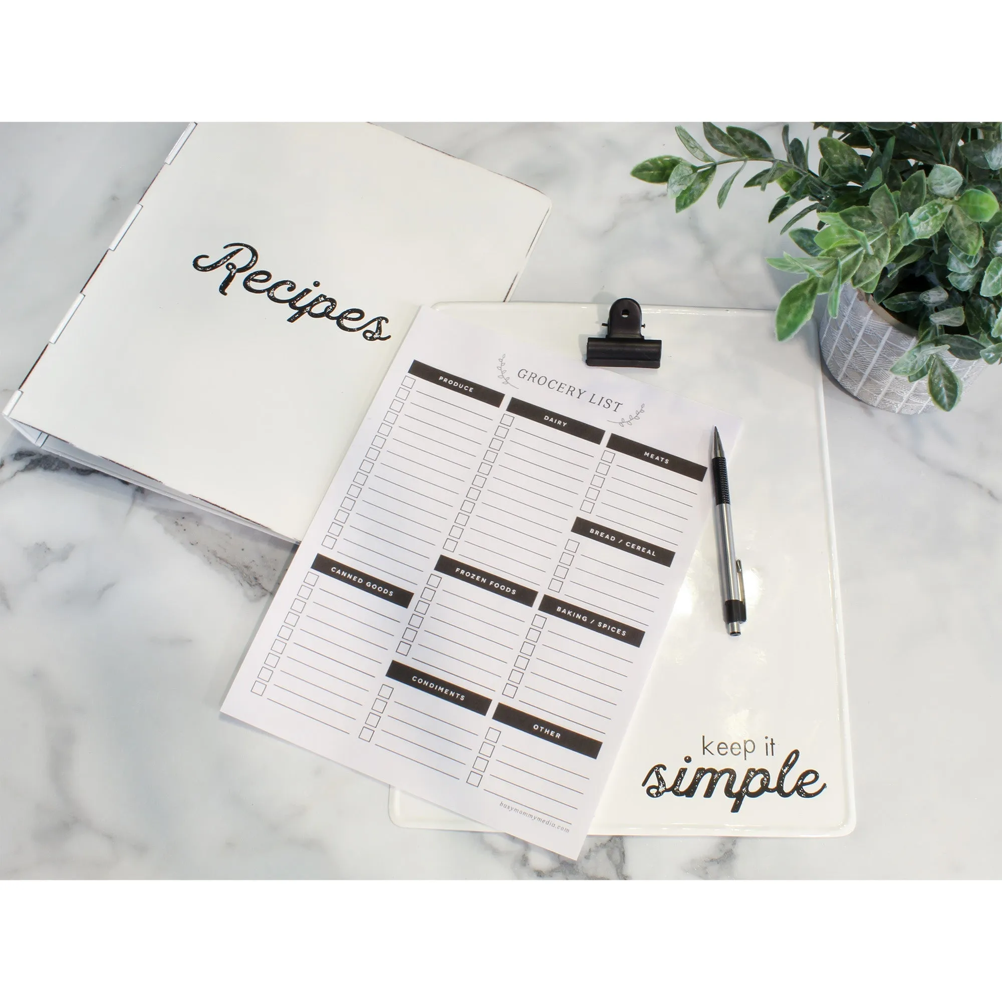Enamelware Cookbook Recipe Binder (White)