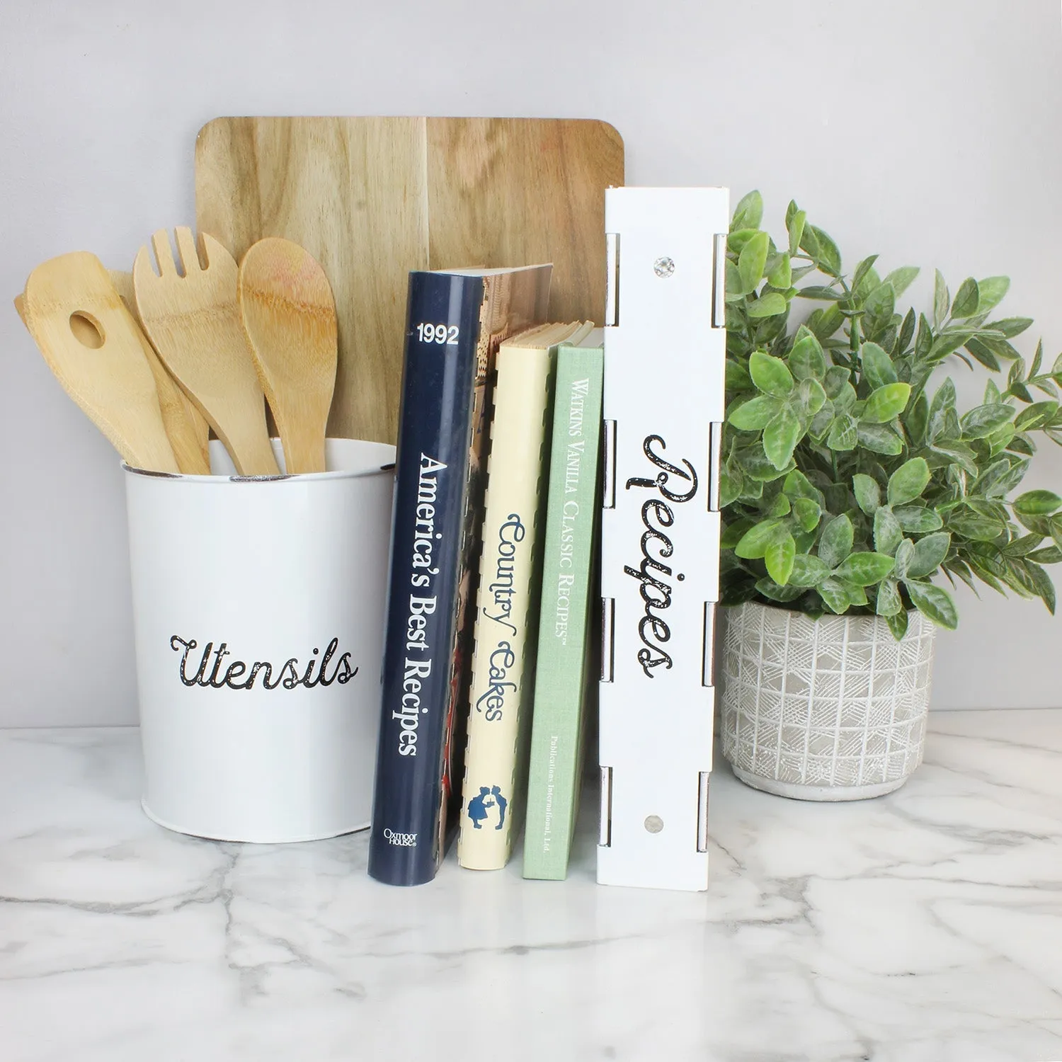 Enamelware Cookbook Recipe Binder (White)