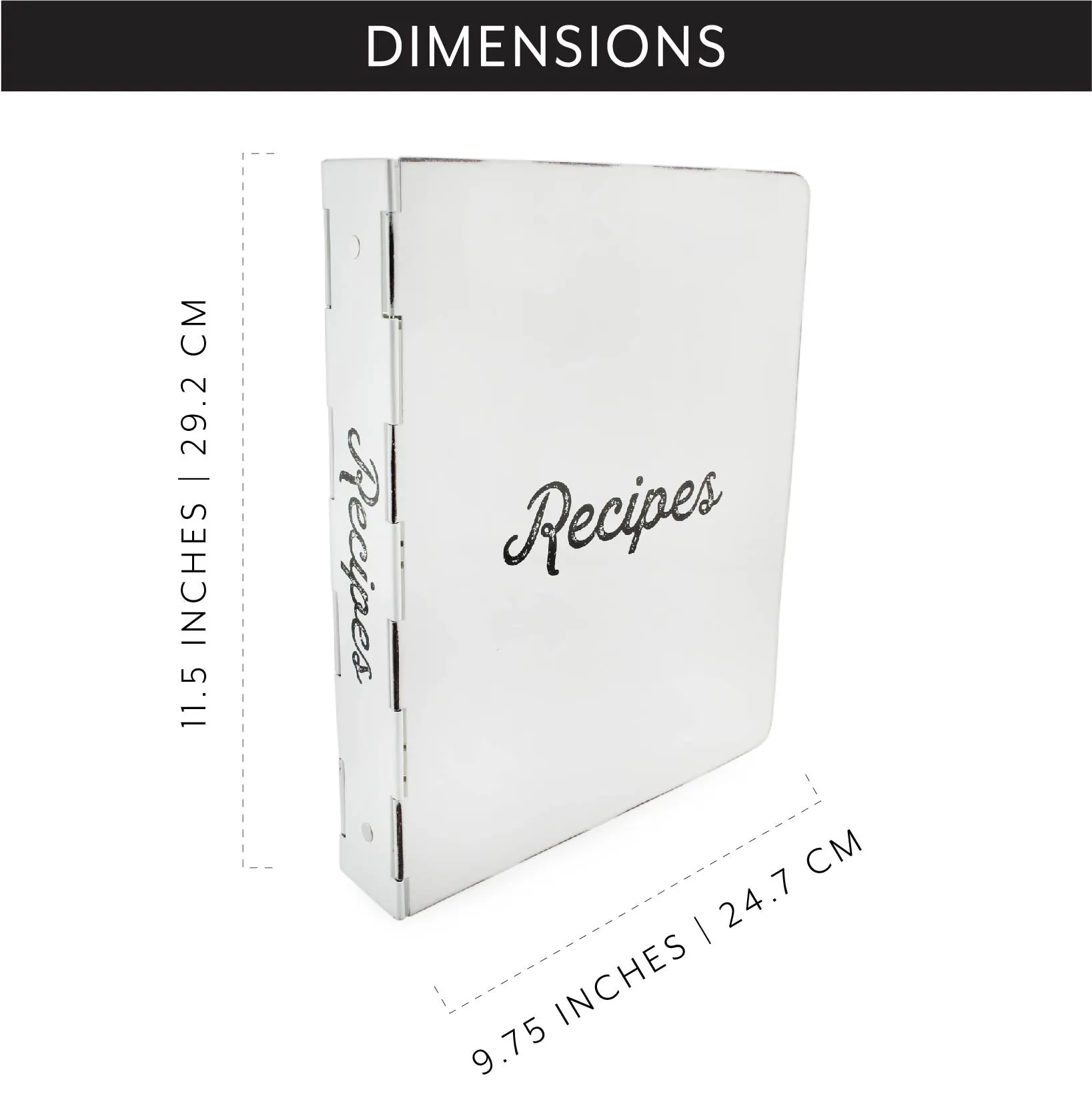 Enamelware Cookbook Recipe Binder (White)