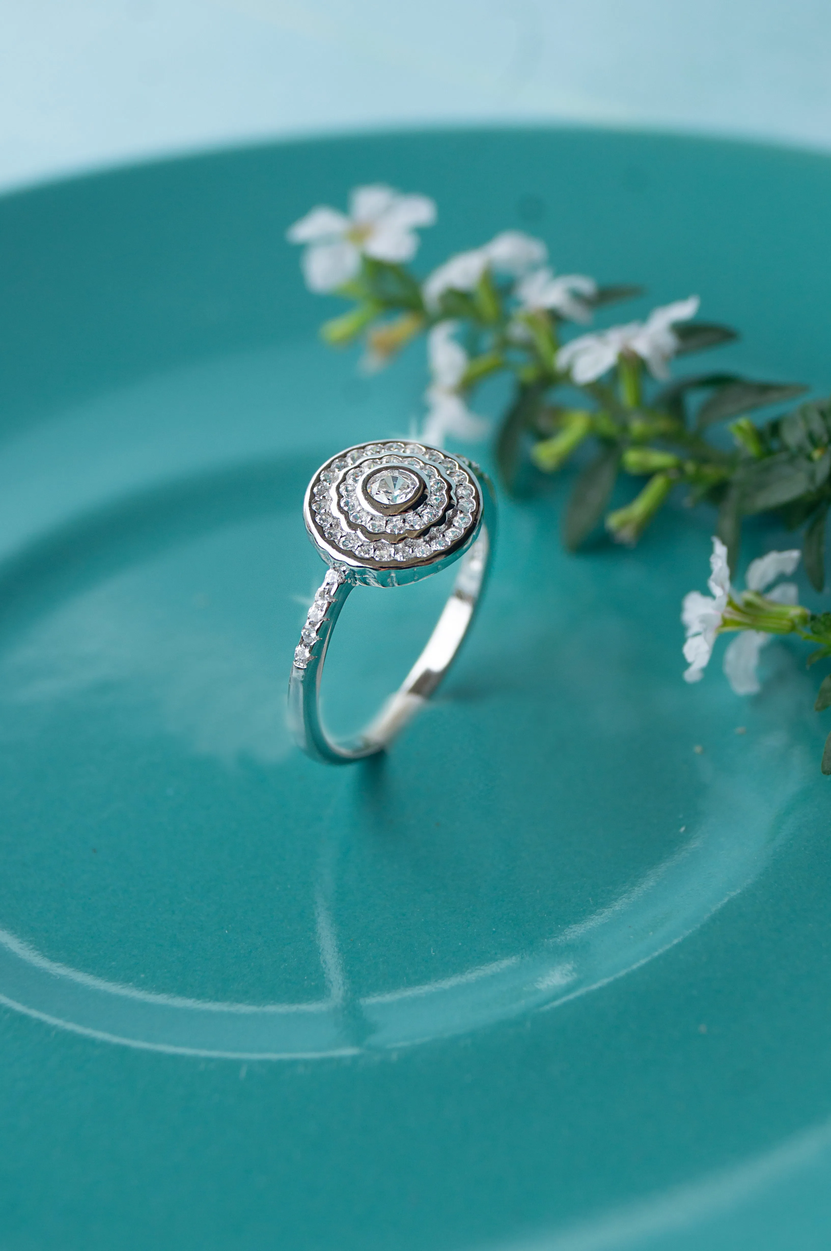 Encircled Sparkle Sterling Silver Ring