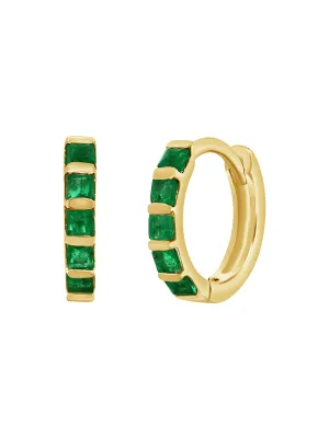 Erin Emerald Huggie Earrings 14K